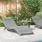 vidaXL Chaise longue gris 184x55x64 cm bois massif d'acacia