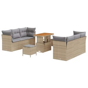vidaXL Ensemble de canapé de jardin 9 Pièces Beige et Gris clair