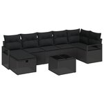 vidaXL Ensemble de Canapés avec coussin 8 Pièces Noir polyrotin