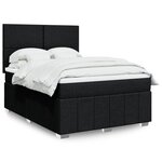 vidaXL Sommier à lattes de lit avec matelas Noir 140x200 cm Tissu