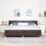 vidaXL Lit à ressorts Marron foncé et Blanc 200 x 200 cm Tissu