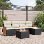 vidaXL Salon de jardin 6 Pièces avec coussins noir résine tressée