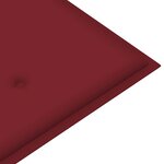 vidaXL Banc de jardin avec coussin rouge bordeaux 112 cm Teck massif