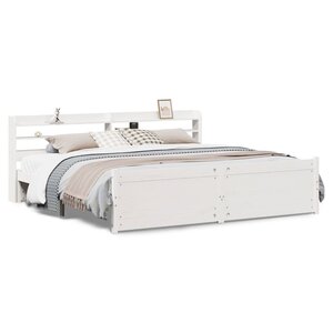 vidaXL Cadre de lit avec tête de lit sans matelas blanc 200x200 cm