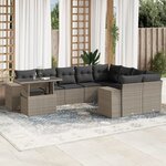 vidaXL Salon de jardin avec coussins 10 Pièces gris clair résine tressée