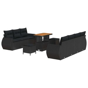 vidaXL Ensemble de canapé de jardin 10 Pièces Noir polyrotin