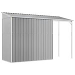 vidaXL Abri de jardin avec toit allongé gris clair 277 x 107 x 181 cm en acier