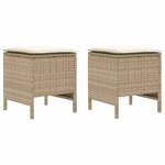 vidaXL 2 pc Pouf de Jardin Rotin PE Beige et crème