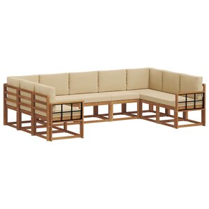 vidaXL Ensemble de canapés d'extérieur 9 pc Naturel et Beige