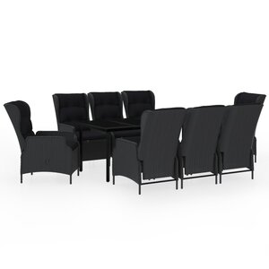 vidaXL Ensemble à manger de jardin 9 Pièces Gris foncé