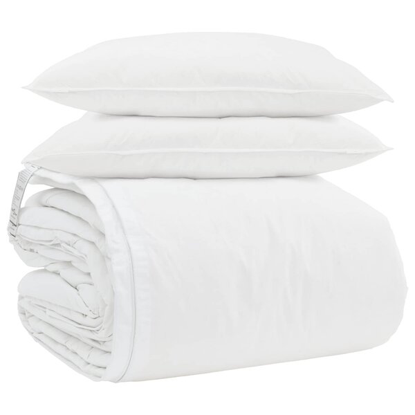 vidaXL Ensemble de Duvet avec oreiller 3 Pièces Blanc Plume de canard