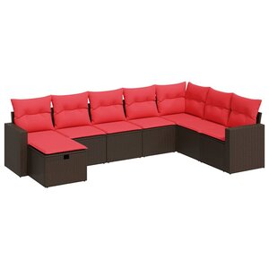 vidaXL Salon de jardin 8 Pièces avec coussins marron résine tressée
