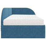 vidaXL Cadre de lit d'angle avec matelas 2 Pièces Bleu Velours