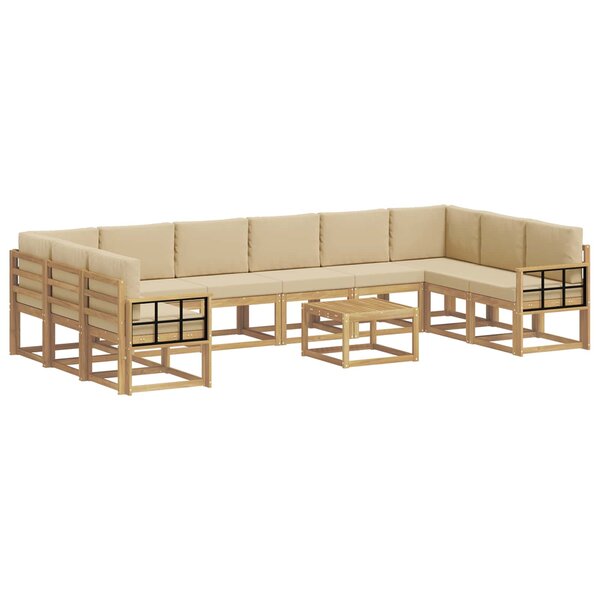 vidaXL Ensemble de canapés d'extérieur 11 pc Blanc et Beige