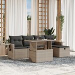 vidaXL Salon de jardin 6 Pièces avec coussins gris clair résine tressée