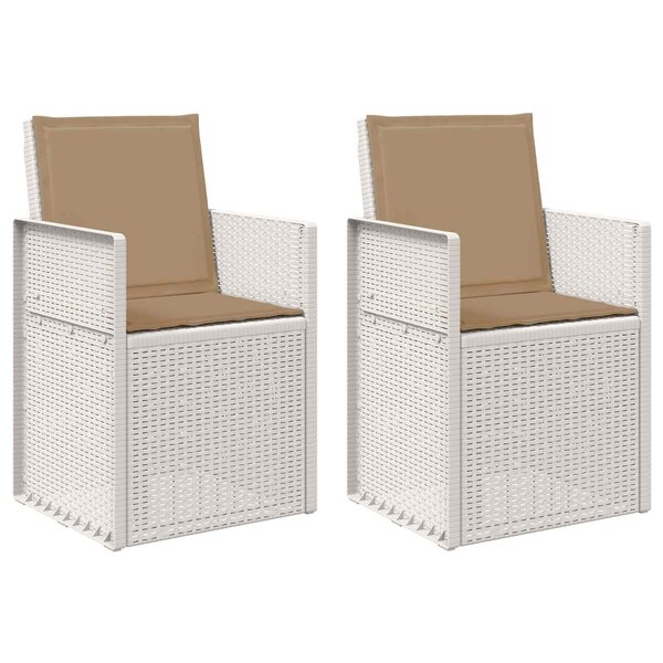 vidaXL Chaises de jardin salle à manger 2 Pièces Blanc et taupe PP