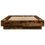 vidaXL Cadre de lit avec lumières LED chêne fumé 100x200 cm