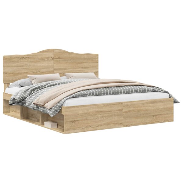 vidaXL Cadre de lit avec tête de lit Sonoma 200 x 200 cm Pin massif