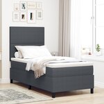 vidaXL Lit à Sommier Tapissier avec Matelas Gris Foncé 90x200 cm Tissu Velours Côtelé