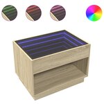vidaXL Table basse avec LED infini chêne sonoma 70x50x50 cm