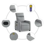 vidaXL Fauteuil inclinable de massage en tissu gris clair