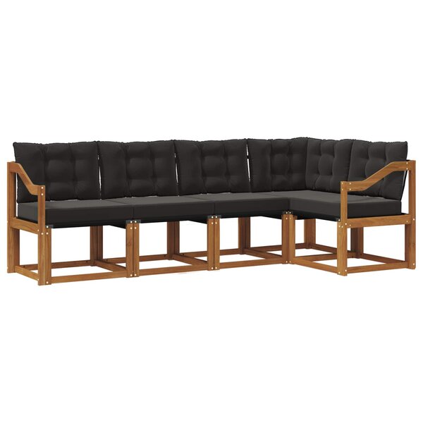 vidaXL Ensemble de canapés d'extérieur 5 pc Naturel et Noir