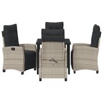vidaXL Set de jardin 5 pièces Gris clair Poly Rattan