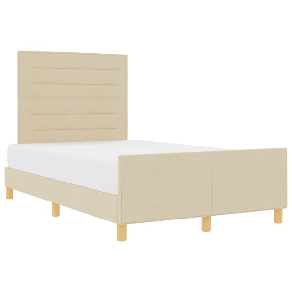 vidaXL Cadre de lit avec tête de lit Crème 120 x 200 cm tissu