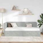 vidaXL Cadre de lit d'angle Gris clair 90 x 200 cm Velours