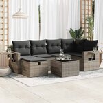 vidaXL Salon de jardin avec coussins 7 Pièces gris résine tressée