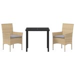 vidaXL Ensemble de salle à manger pour jardin 3 Pièces Beige Poly rotin