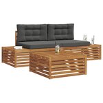 vidaXL 4 pc Ensemble de canapés d'extérieur Naturel et Anthracite