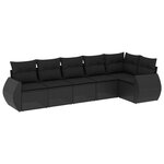vidaXL Salon de jardin 6 Pièces avec coussins noir résine tressée