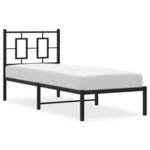 vidaXL Cadre de lit métal sans matelas avec tête de lit noir 75x190 cm