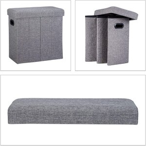 Tabouret banc banquette pouf de rangement pliable pliant 50 litres gris 13_0002776_3