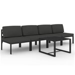 vidaXL Salon de jardin 5 Pièces avec coussins Aluminium Anthracite