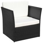 vidaXL Chaise de jardin avec tabouret Noir Résine tressée