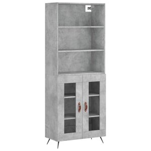 vidaXL Buffet haut Gris béton 69 5x34x180 cm Bois d'ingénierie