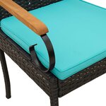 vidaXL Chaises de jardin 2 Pièces Noir et turquoise Poly Rattan et Acacia