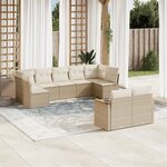 vidaXL Salon de jardin avec coussins 9 Pièces beige résine tressée