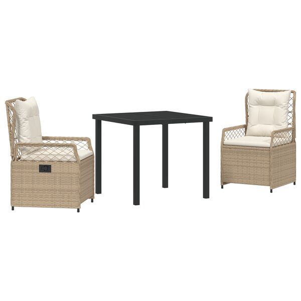 vidaXL Ensemble de jardin 3 pièces Beige en Poly Rattan