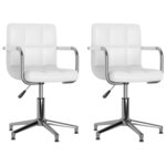 vidaXL Chaises pivotantes à manger lot de 2 blanc similicuir