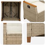 vidaXL Chaise de jardin inclinable Beige et crème 64 x 57 5 x 112 cm