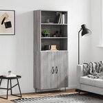 vidaXL Buffet haut Sonoma gris 69 5x34x180 cm Bois d'ingénierie