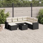 vidaXL Salon de jardin 8 Pièces avec coussins noir résine tressée