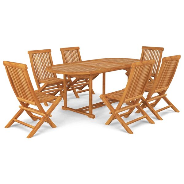 vidaXL Ensemble à manger de jardin 7 Pièces Bois de teck massif