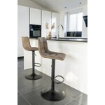 2 chaises de bar en microfibre marron clair avec pieds noirs