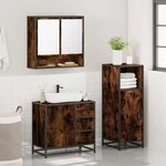 vidaXL Ensemble de meubles de salle de bain 3 Pièces Chêne fumé