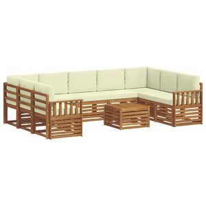 vidaXL Ensemble de canapés d'extérieur 10 pc Naturel et Crème
