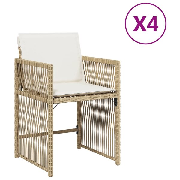 vidaXL Chaises de jardin avec coussins lot de 4 beige résine tressée